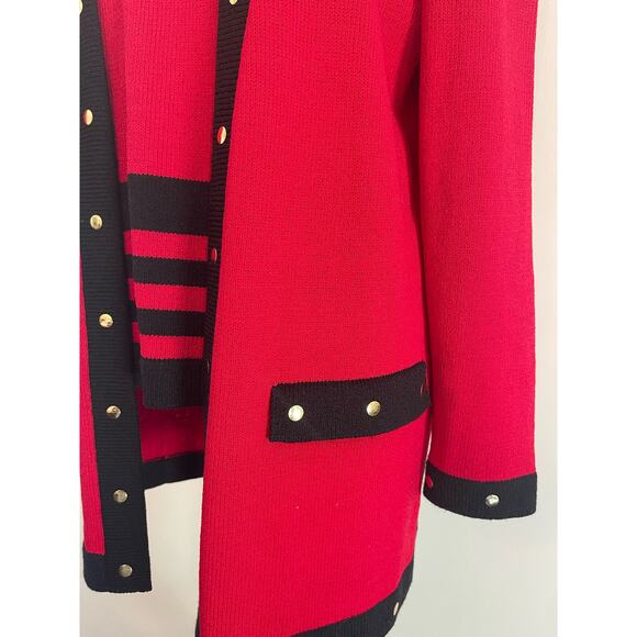 J.S.S knitwear womans jacket suit petite Sm red/black wool blend classic luxury - Picture 6 of 16